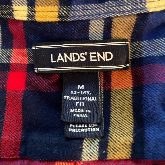Lands’ End Multicolor button up long sleeve flannel Shirt M - Picture 8 of 10
